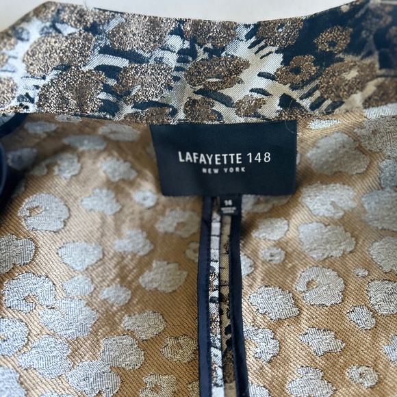 Lafayette Grey Black Cream Polyester Blazer size 14 - Picture 9 of 15